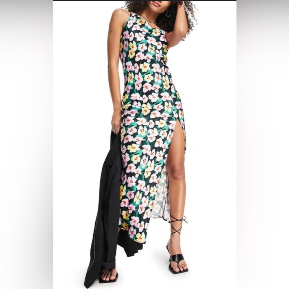 Topshop Women’s Floral Satin Sleeveless Slip Dress Size 4